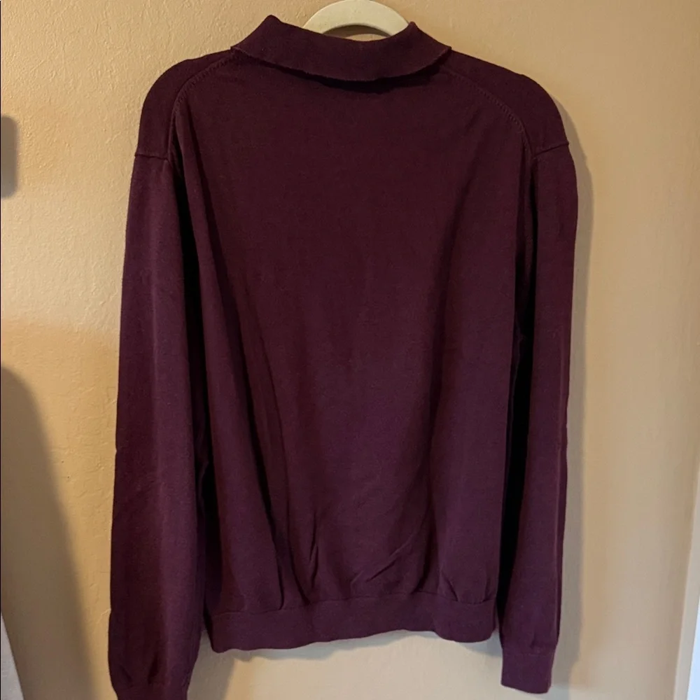 Croft & Barrow Men's Lightweight Polo style Sweater collar deep burgundy Large